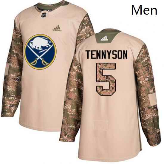 Mens Adidas Buffalo Sabres 5 Matt Tennyson Authentic Camo Veterans Day Practice NHL Jersey
